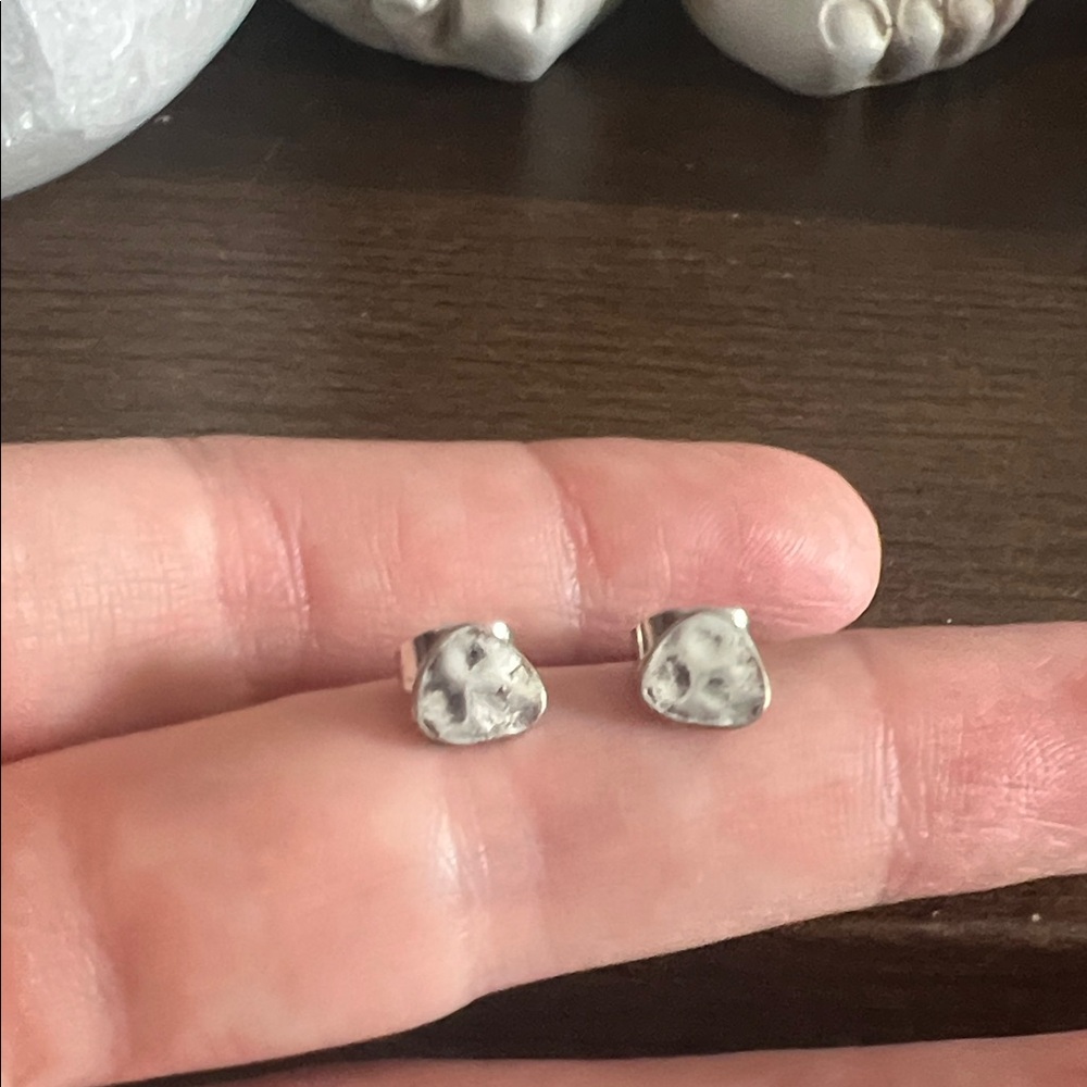 Silver Triangle Stud Earrings